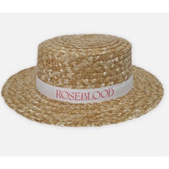 Boater Hat 100% Natural Straw Women's 7 7/8 Cream Grosgrain Ribbon Made in Italy - Picture 1 of 8